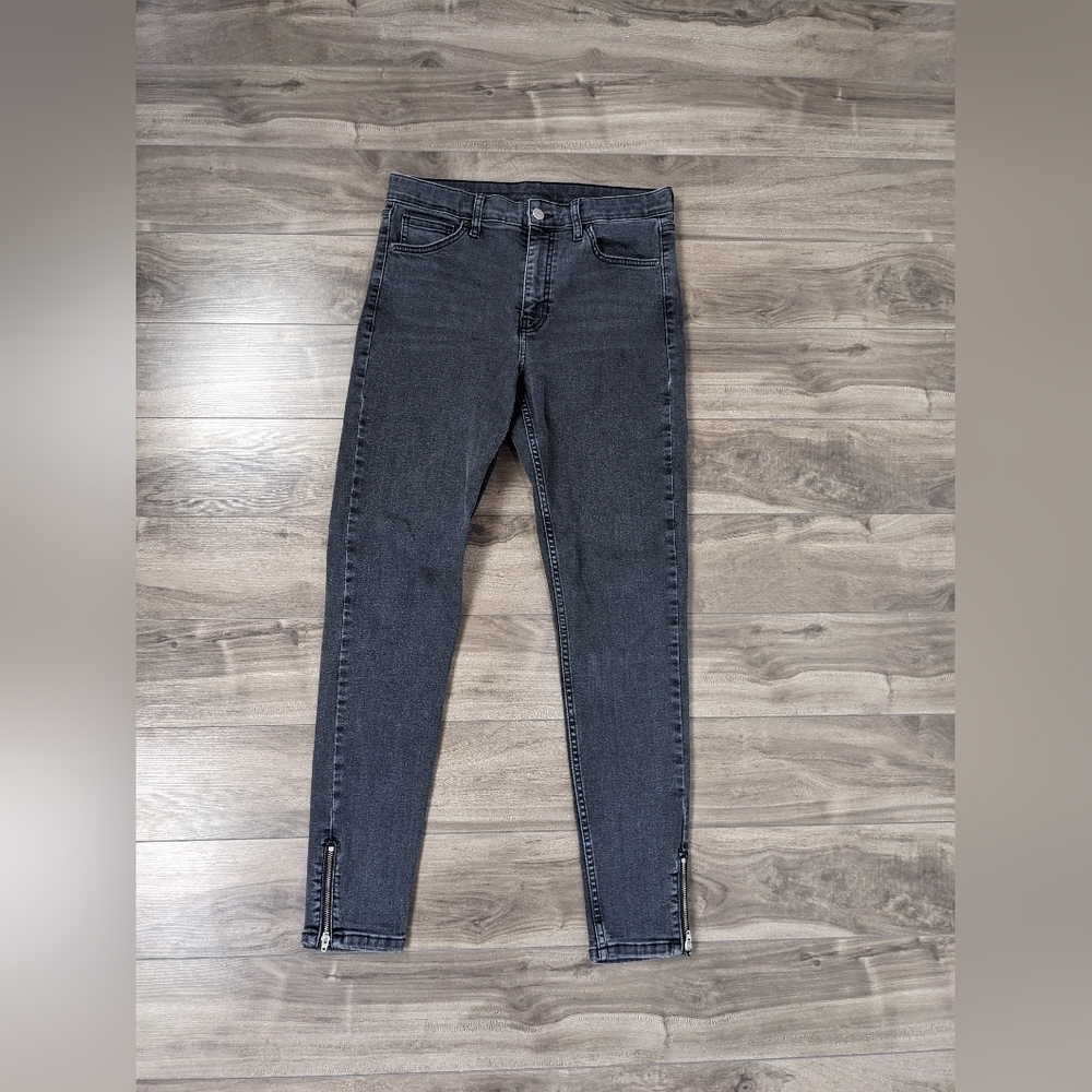 Topshop Jamie Skinny High Rise Jeans Dark Grey/Washed Black Size 30